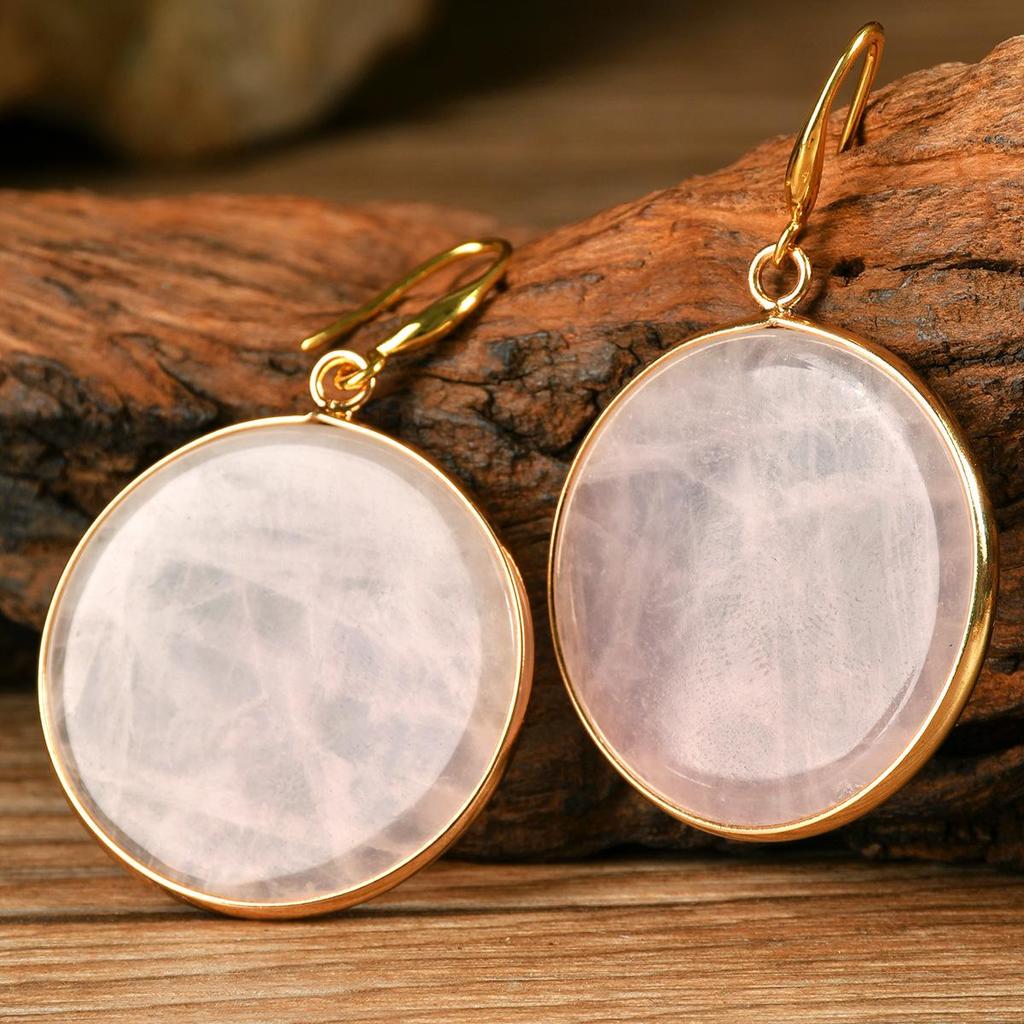 Elegant Pink Crystal Dangle Earrings with Bezel Pendant - Women's High-End European & American Style Accessories.