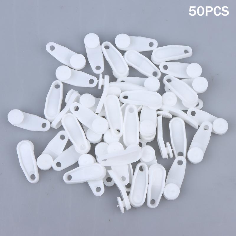 50 ks Plastové klipy na záclonovou lištu Snadné použití Odolné Bílé háčky na záclonovou lištu Multifunkční háčky na závěsy Ložnice