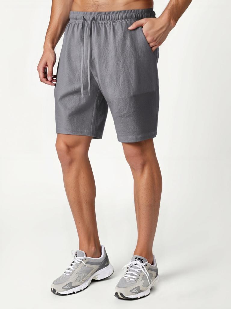 2025 Herren Sommer Neu Einfarbig Kordelzug Reine Baumwolle Locker Sportshorts Lässige Vielseitige Shorts