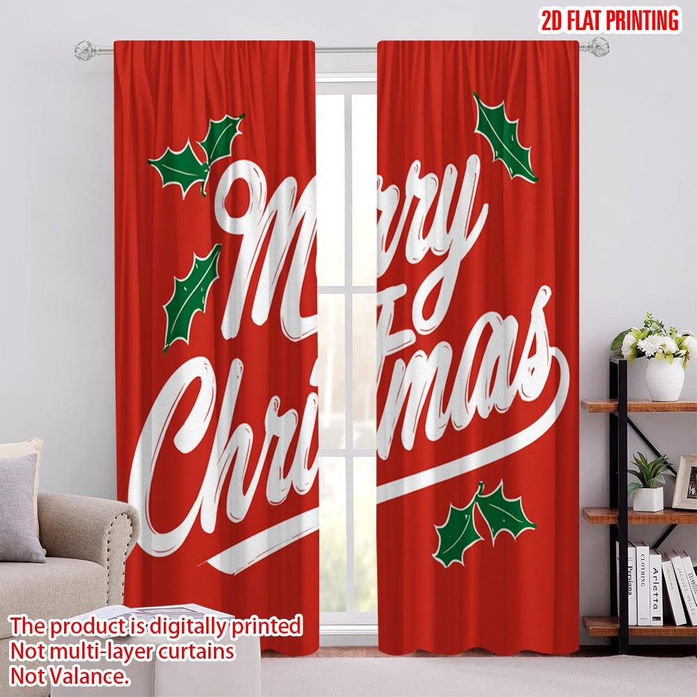 

2pcs,2D plane printing Curtains&Window Treatment Red and Green Versatile Polyester Fabric (without rod) Room Decor Perfect for 52.50 × 116.00 cm 2 pcs