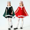 2026Christmas children's clothing, Santa Claus costume, children's wear, girls' shawl, cape, and dress