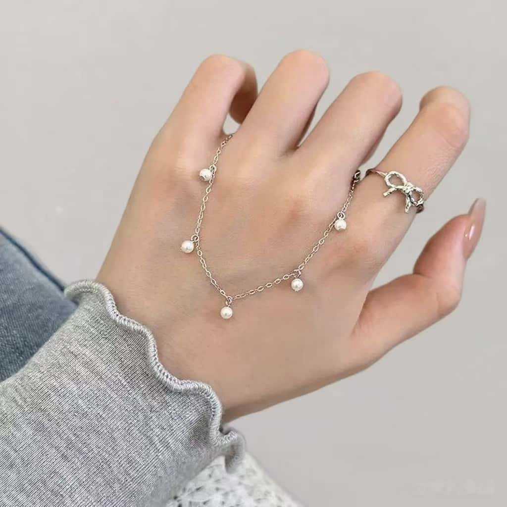 S925 Sterling Silver Tassel Round Bead Pearl Bracelet - Women's Japanese & Korean Niche Fashion Jewelry