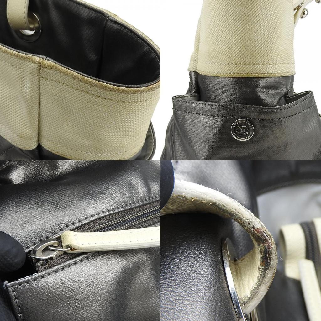 Gebrauchte CHANEL Tragetasche Paris Biarritz GM Beschichtete Leinwand Silber Silber Mit Pochette