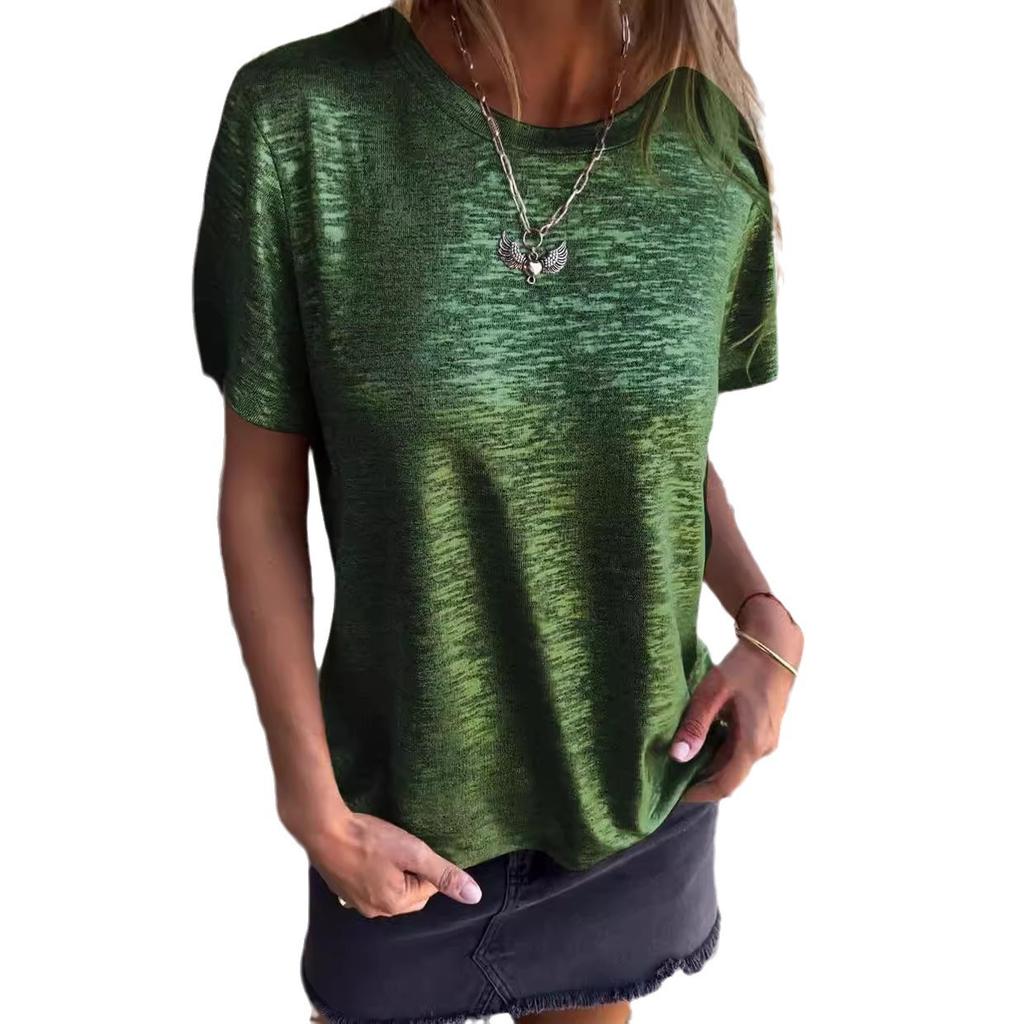 Summer Round Neck Short Sleeved T-shirt Women's Top