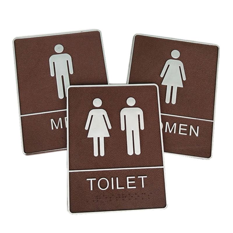 Toilet Door Sign Men Women Bathroom WC Mark Label Self-Adhesive Wall Sticker DIY Decor for Office Business Hotel Unisex