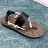 Simple flat-bottomed French two-wear toe herringbone cool slippers, super foreign style, casual beach Roman sandals summer