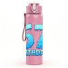 1PC Number 67 Blue Glitter Birthday Print 750ml Color Plastic Sports Water Bottle Leakproof Flip Straw Lid Suitable for Sports Office Home Use