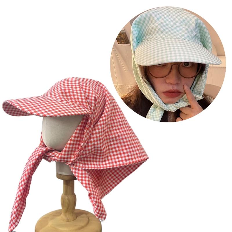Selbst zu bindende Turban-Baseballkappen Gittermuster für Erwachsene Strandurlaube Fischerhut
