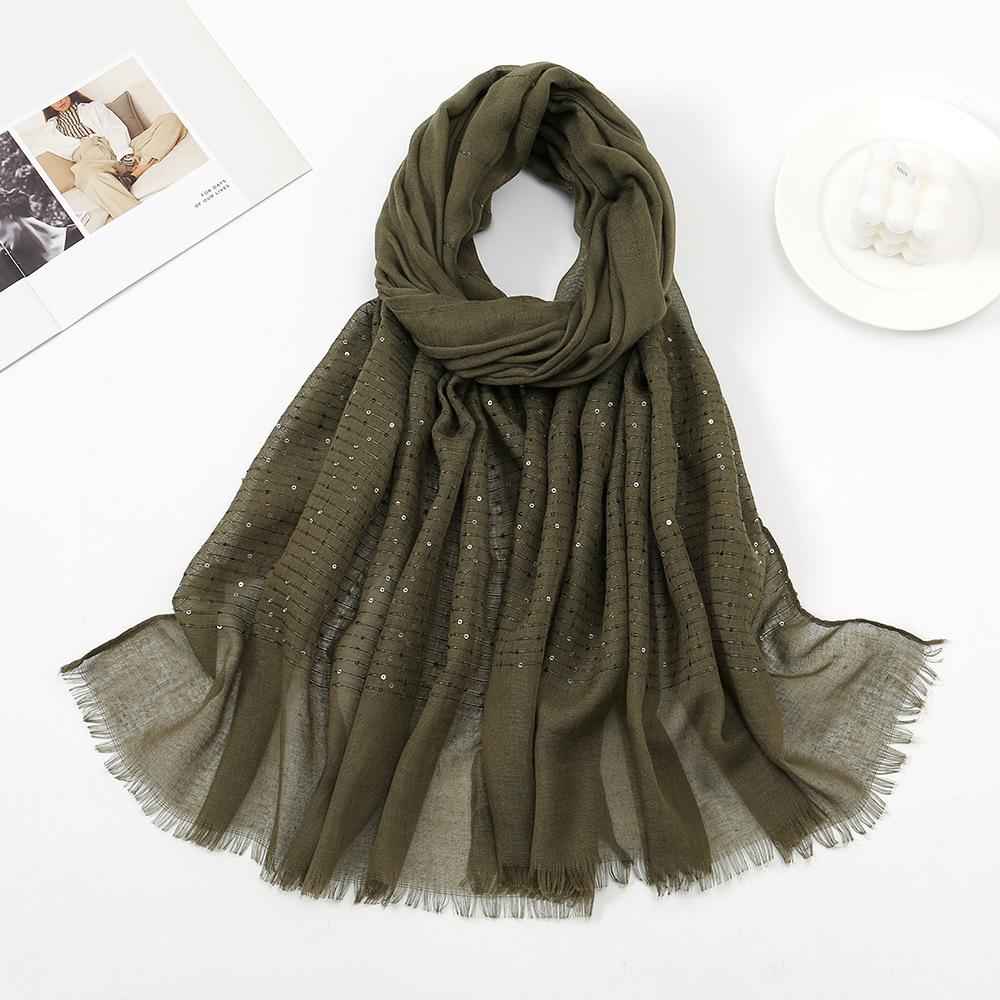 Autumn Winter New Candy Color Sequin Scarf Women Girls Rough Selvedge Scarves Soft Sunscreen Outdoor Shawl Female Wrap Shawls