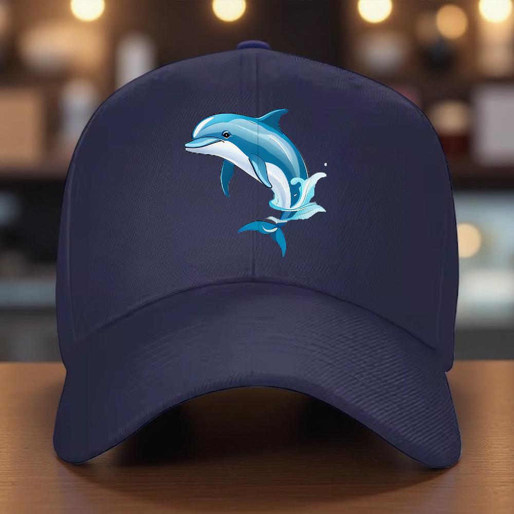 Dolphin Leaping Graphic Baseball Cap Adjustable Cotton Casual Sun Hat for Adults Unisex