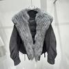 oversized natural real fox fur collar down jacket women's retro temperament personalized warm jacket short top winter