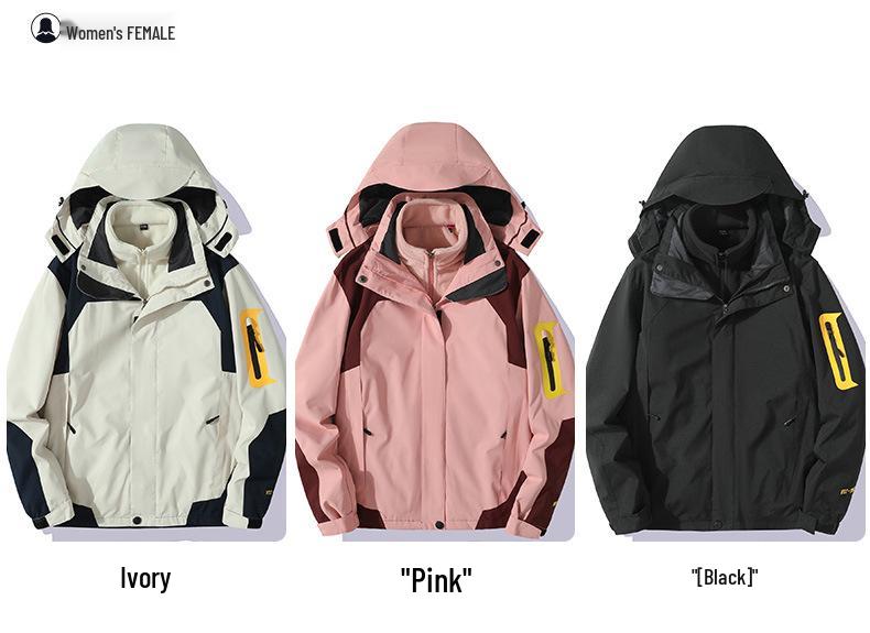 Unisex Three-in-One Detachable Ski & Mountaineering Jacket: Waterproof, Windproof, for Autumn & Winter.
