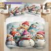 Snowmen Pattern Bedding Quilt Set Quilt Cover Pillowcase Home Decoration Birthday Gift (1 * duvet cover + 2 * pillowcase, without core)