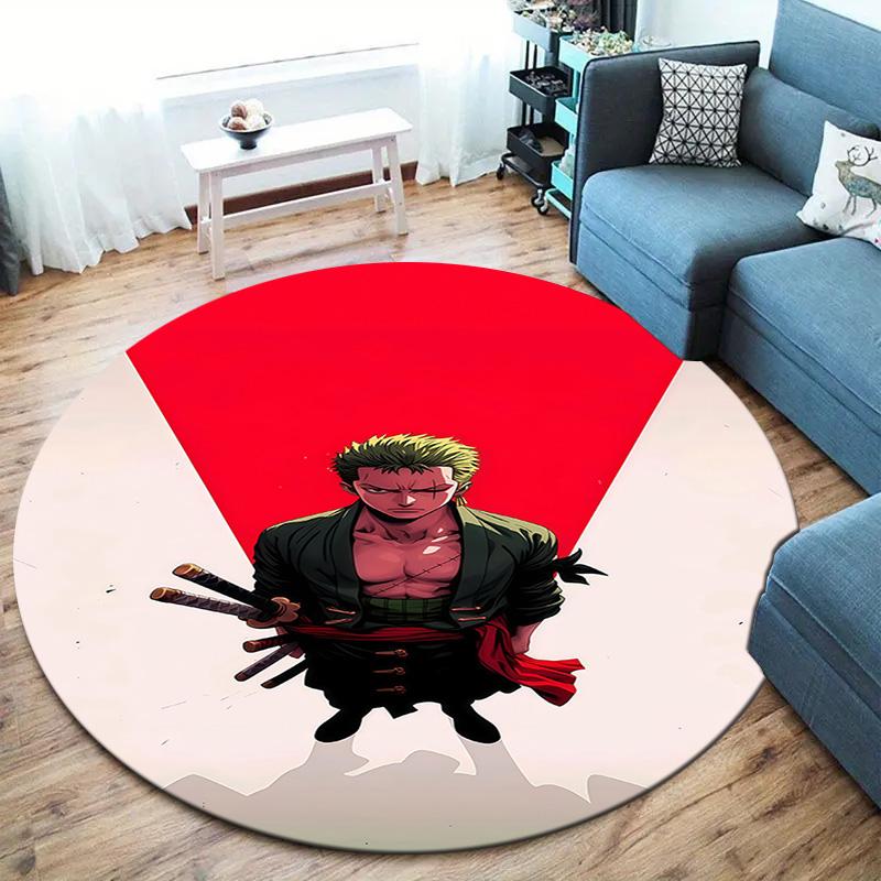 One Piece Roronoa Zoro Round Area Rug Carpet Rug For Living Room Bedroom Sofa Playroom Decor Nonslip Floor Mat