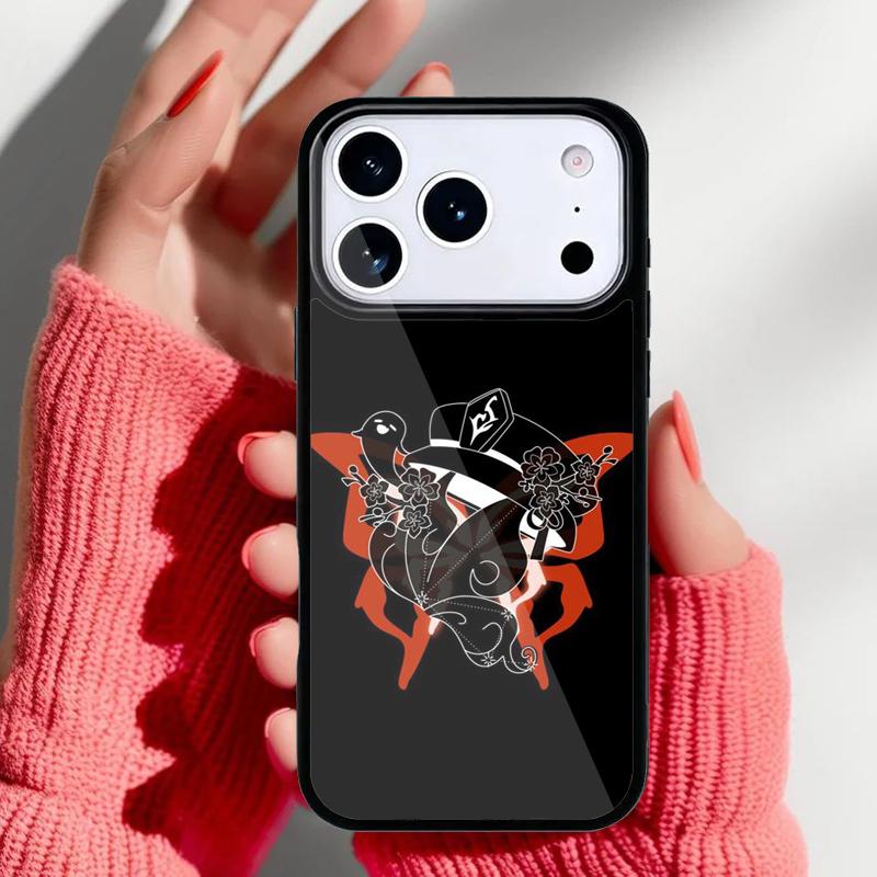Cartoon Hu Tao Genshin Impact Phone Case for iPhone 17 16 15 14 13 Pro Max Back Cover for 12 11 Pro Coque