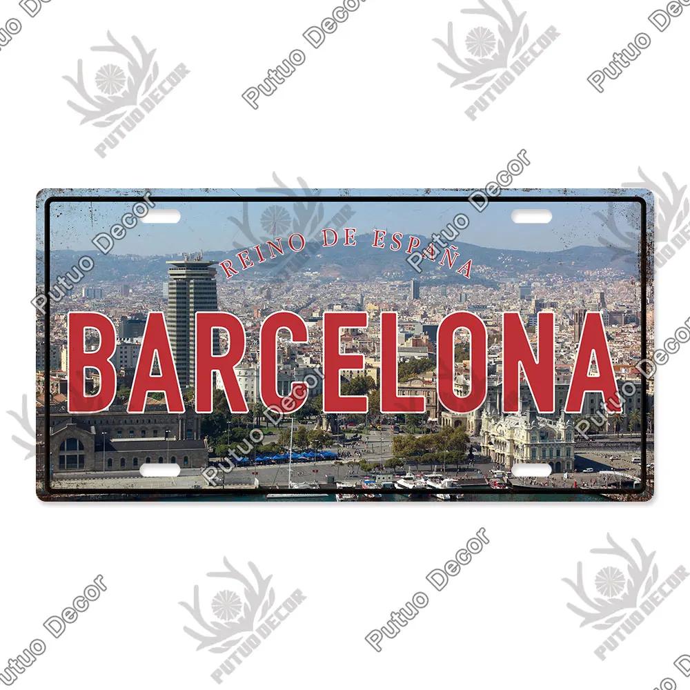 Famous City License Plate Metal Sign Vintage Decor for Home Bedroom Man Cave Wall