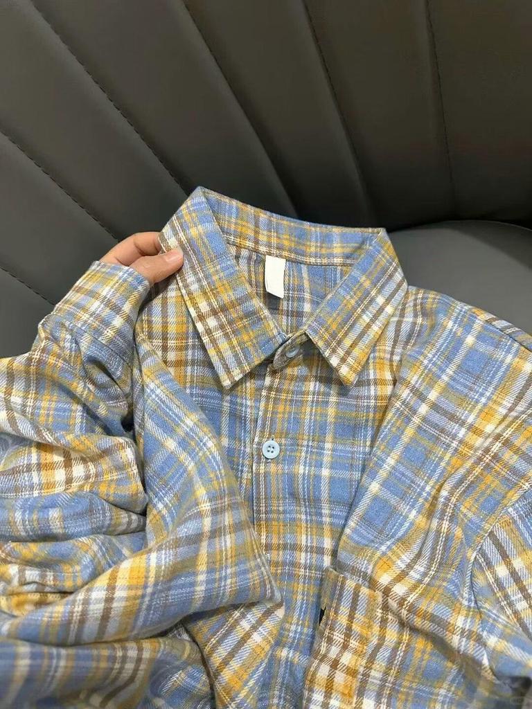 2025 Retro Plaid Men's Loose Oversize Shirt - Spring/Autumn High-End Top