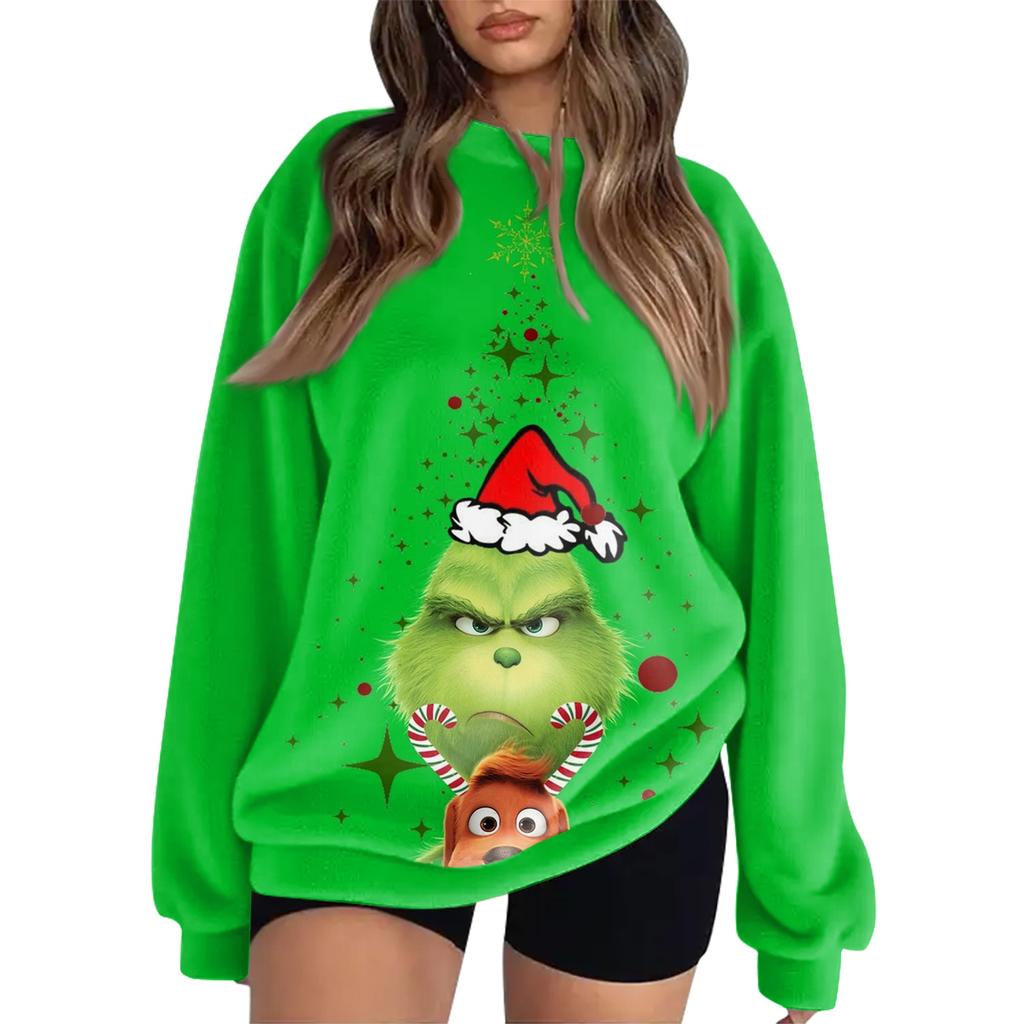 Women's Christmas Printed Flannel Sweatshirt Top