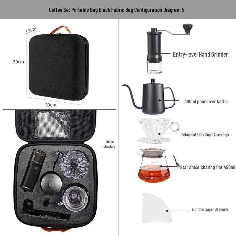Set Portatile da Caffè Pour-Over da Esterno con Macinacaffè - Ideale per il Campeggio