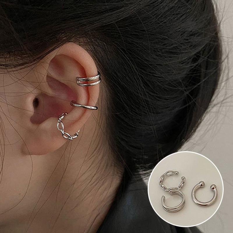 Korean Style S925 Sterling Silver Multi-Layer Pearl No-Pierce Ear Cuff – Women's Retro Elegant Earrings, Niche Ear Jewelry.
