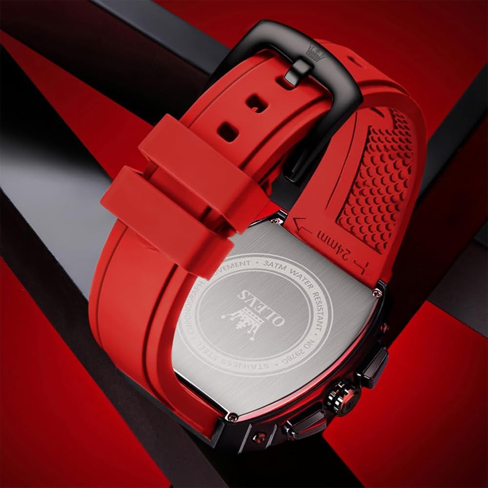 OLEVS Men's Stylish Chronograph Waterproof Multi-Function Watch with Silicone Strap White