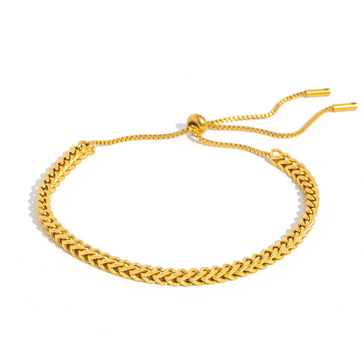 Регулируемый браслет-слайдер для женщин - Гипоаллергенная хирургическая нержавеющая сталь - Минималистичная роскошная цепочка золотой