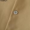 INCERUN Men Lapel Neck Splits Long Sleeve Irregular Cropped Loose Blazer Coats