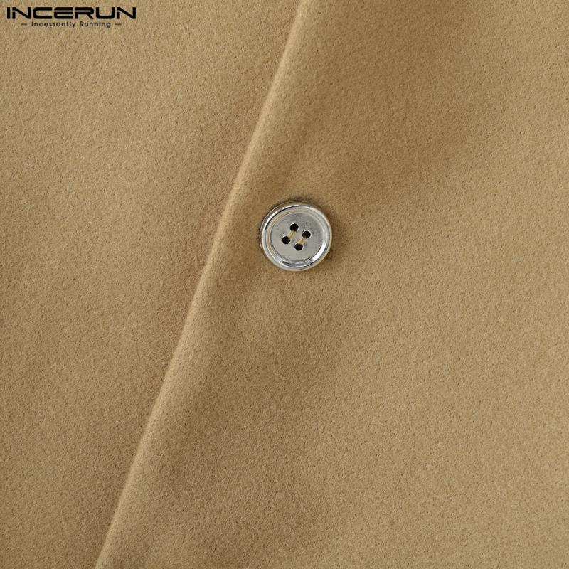 INCERUN Men Lapel Neck Splits Long Sleeve Irregular Cropped Loose Blazer Coats