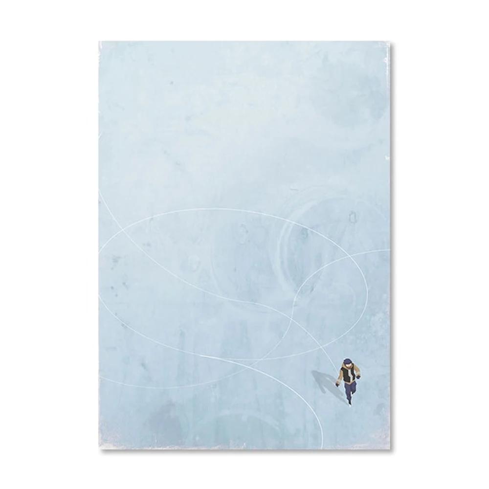 Abstract Creative Alone Girl Wall Art Poster Prints Minimalist Colorful Style Canvas Painting Picture for Living Room Home De