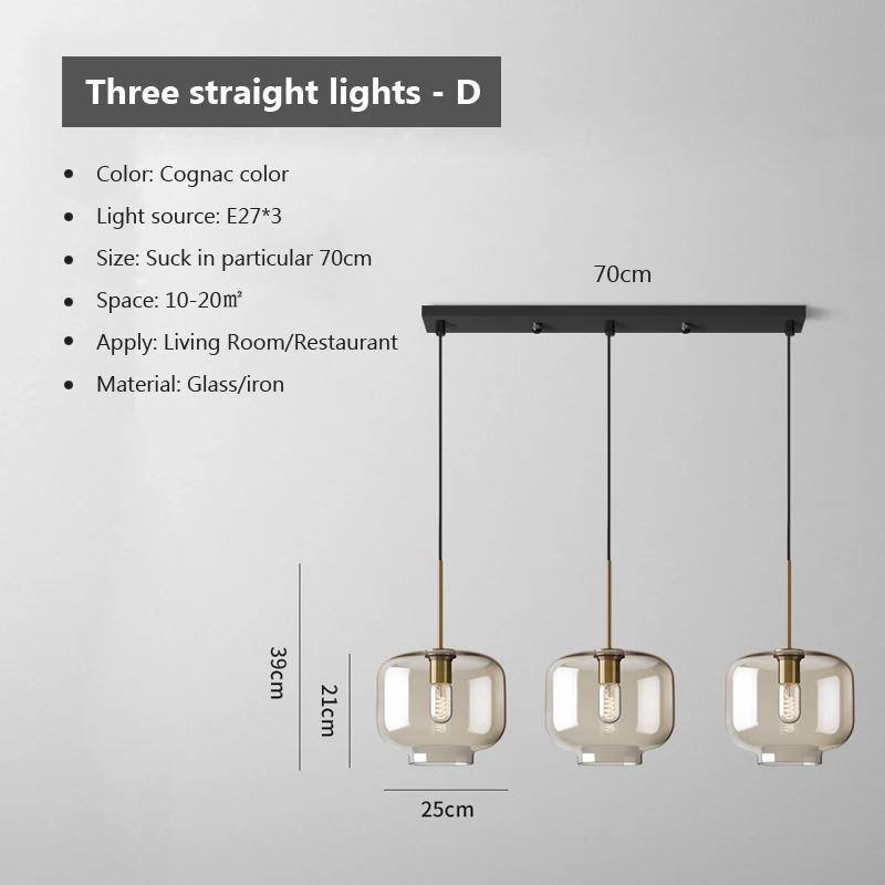 Modern Hanging Loft Glass Lustre Pendant Light Nordic Industrial Decor Lights Fixtures E27/E26 for Kitchen Restaurant Lamp