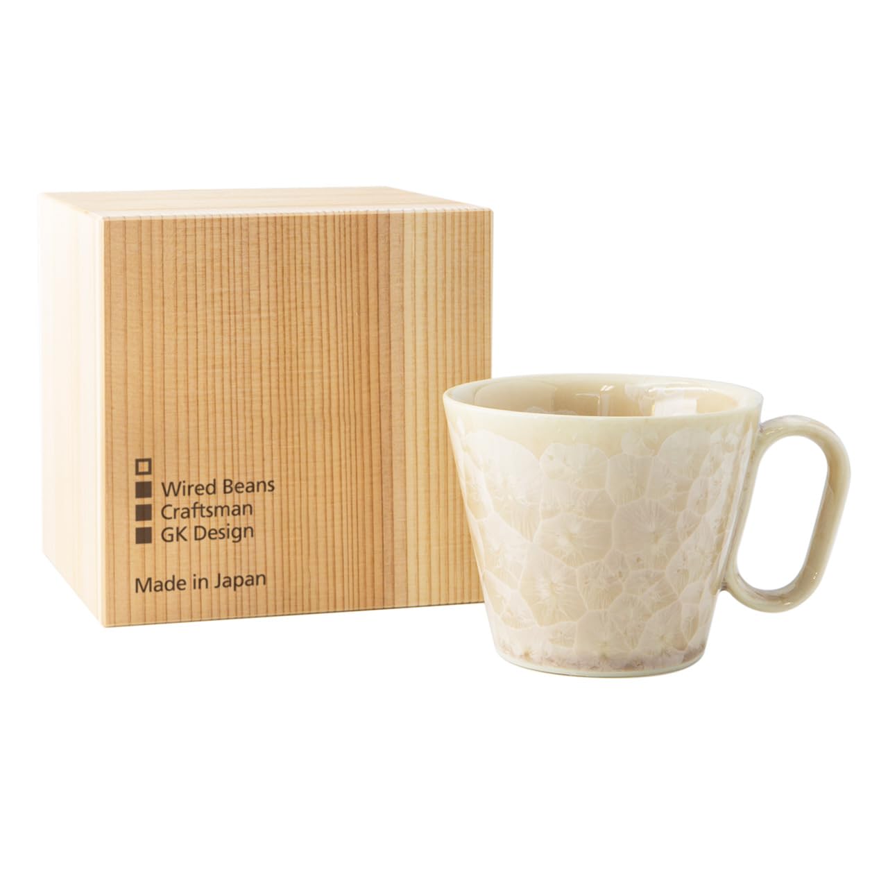 

Wired Beans Eternal Kyoto Ware Flower Crystal Design Coffee Comes in a Japanese Cedar Box Mug, Cup, 240ml, (Beige) бежевый