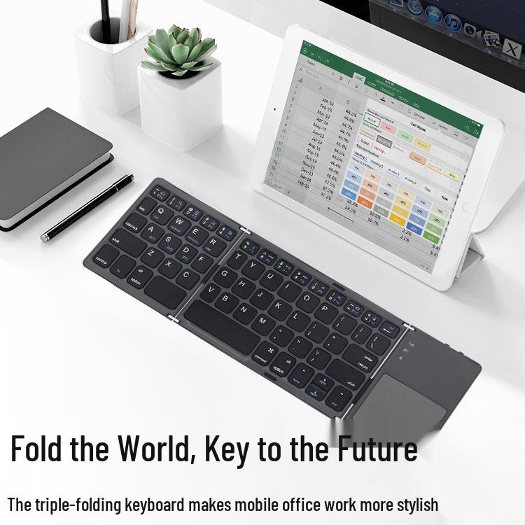 Portable Three-Fold Bluetooth Keyboard B033 for Phones, Tablets, Laptops
