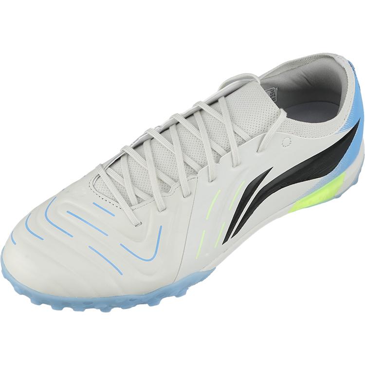 Li Ning TF Turf Artificial Turf Abrasion Resistant Slip Resistant Soccer Shoes Unisex White Blue YSTV0017