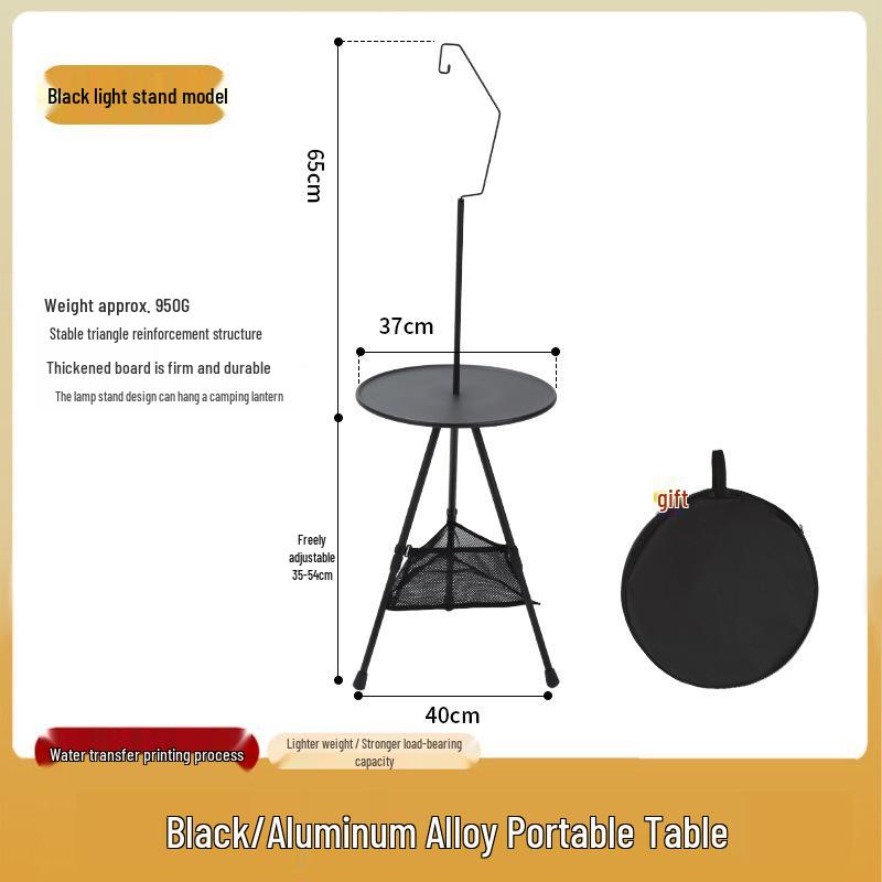 Adjustable Aluminum Folding Outdoor Table with Lamp Holder for Camping and Motorcycle Touring