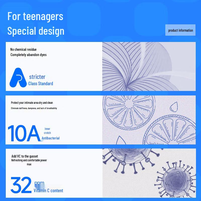 HLA Vitamin C Care Teen Boys' Cotton Antibacterial Boxer Briefs 3-Pack