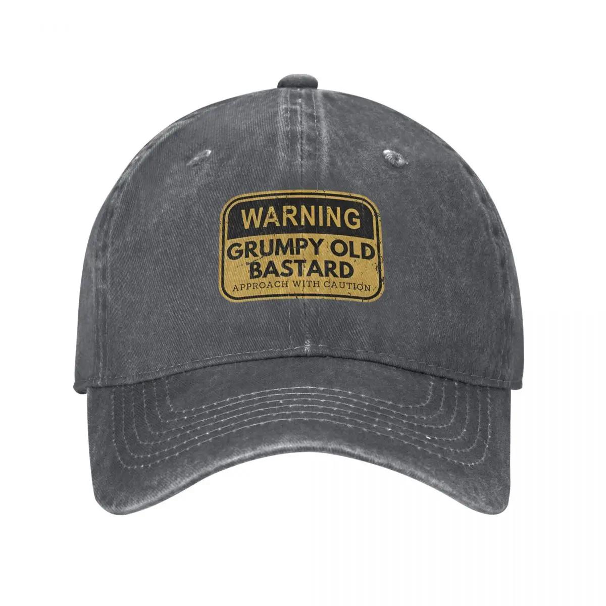 

Warning Grumpy Old Bastard Approach Men Women Baseball Caps Funny Caution Distressed Washed Outdoor Adjustable Fit Snapback Hat Adjustable темно-сірий
