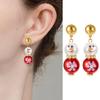Christmas Themed Snowman Pearls Earrings Lightweight Jewelry Ear Accessories For Women Girls Winter Event