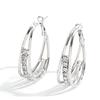 New trendy light luxury high-end metal ring earrings women's silver needle super flash crystal ear jewelry