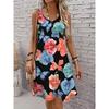 Abito da Donna Vintage Stampato Senza Maniche Girocollo Ampio Morbido Comodo Taglie Forti