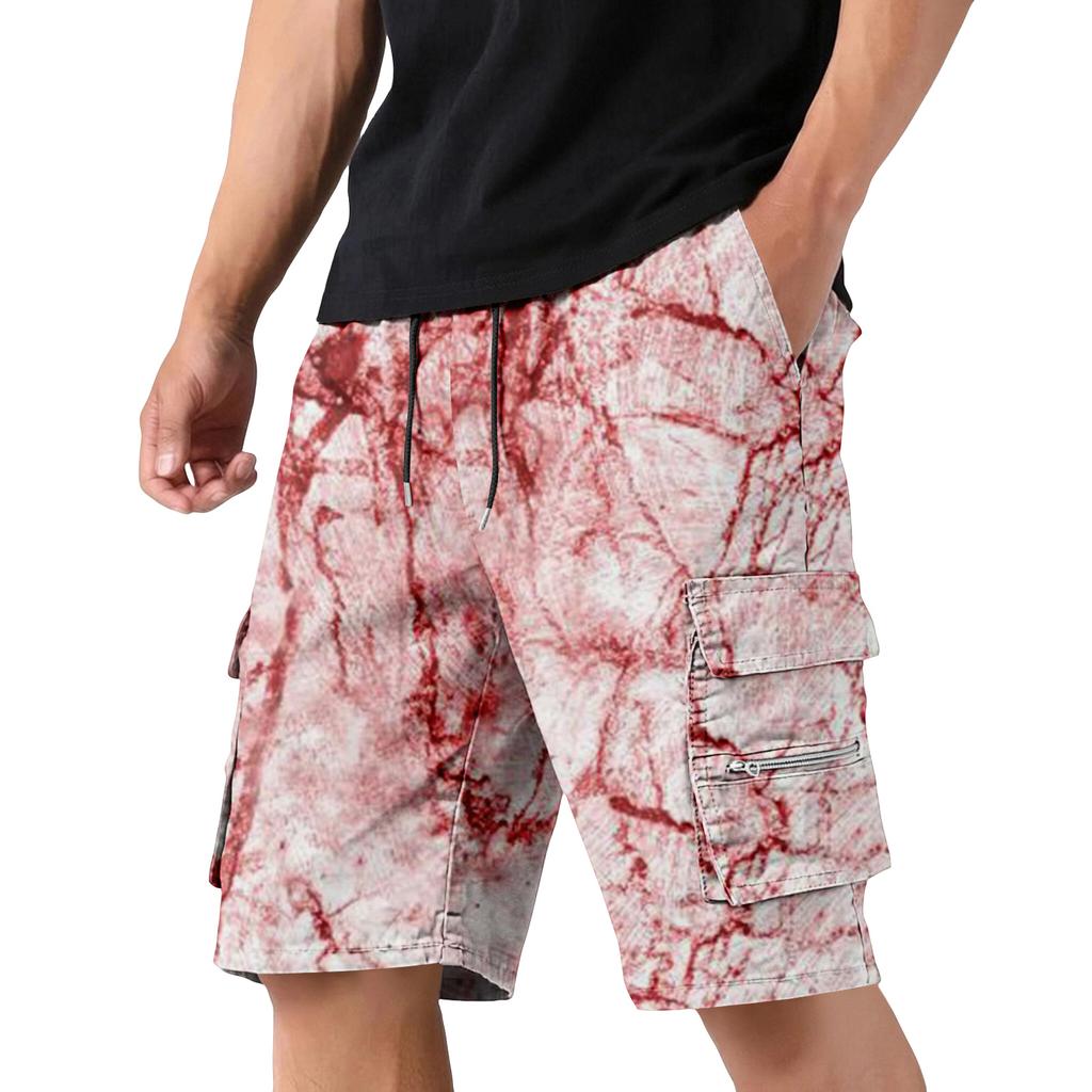 Men's Halloween Pocket Drawstring Cargo Shorts Casual Outdoor Lightweight Durable Multi-Pocket Utility Shorts for Everyday Use