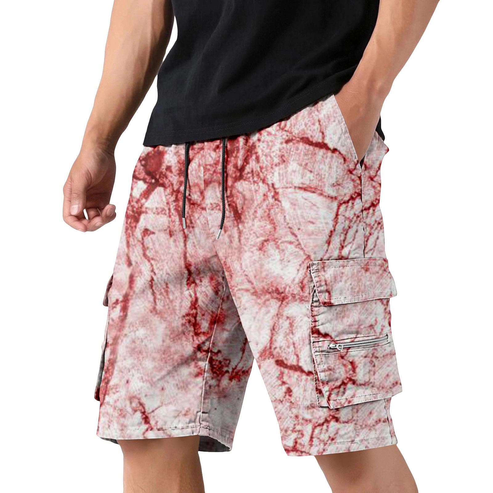 Men s Halloween Cargo Shorts with Pockets and Drawstring M винный