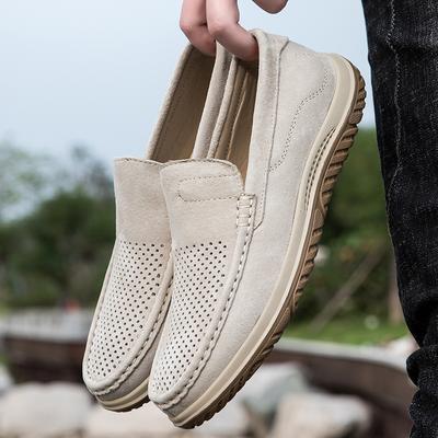Fashion Men Shoes Luxury Cowhide Suede Casual Shoes Breathable Hollow Leather Shoe Classics Men Loafers Comfort Soft Soled Driving Oes