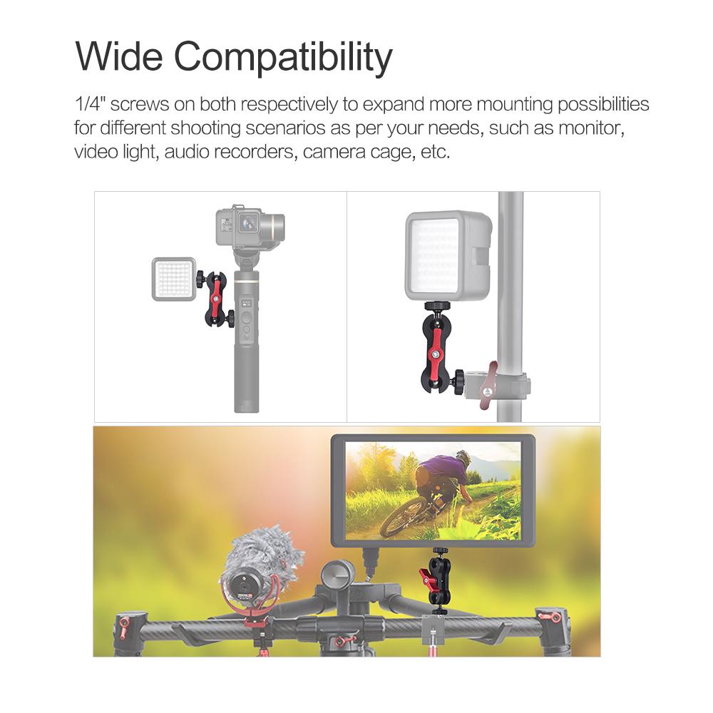 Articulating Magic Arm Monitor Mount with Double Ballheads with 1/4