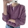 Herbst und Winter Damen Pullover Strickjacke Retro Einfarbig Strickjacke Lose Oberbekleidung Sanfte Kurze Pullover Jacke Tops