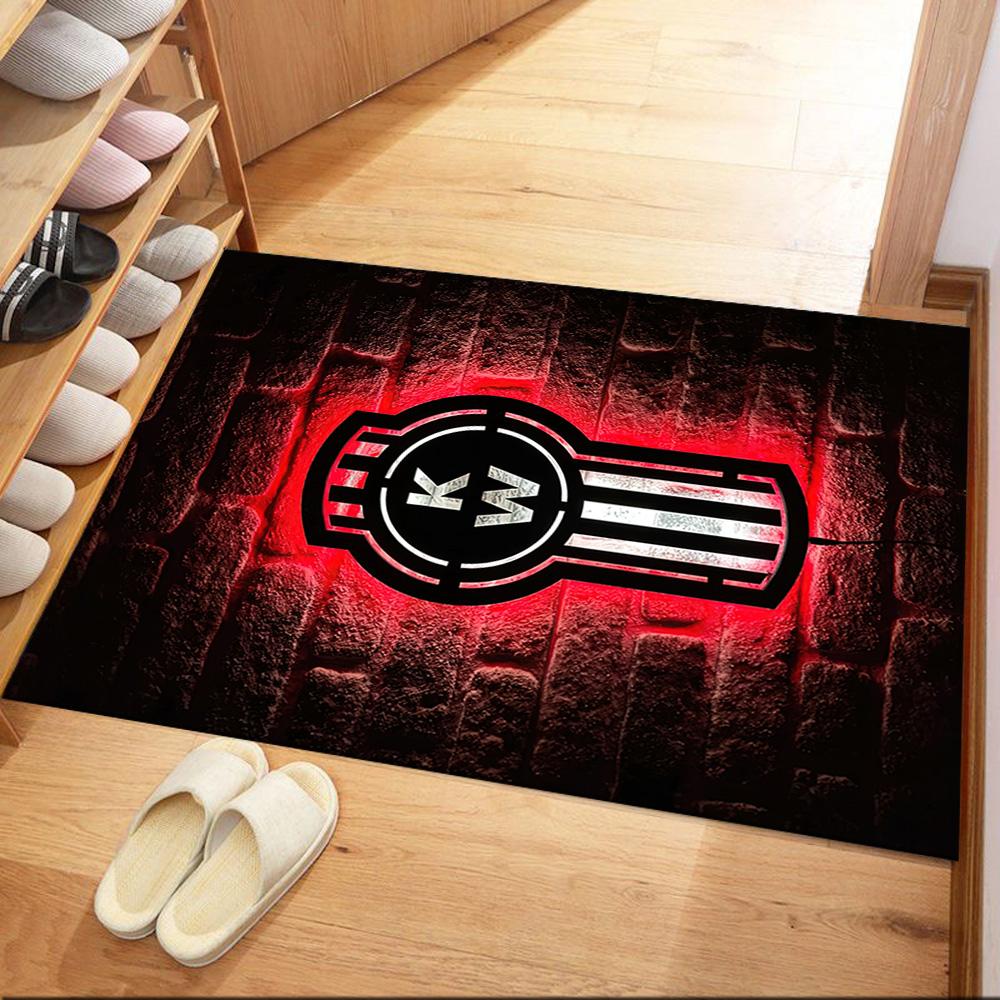 Kenworth Illuminated Logo Sign Square rugs are a great choice for living rooms, bedrooms, home décor, and as gifts.