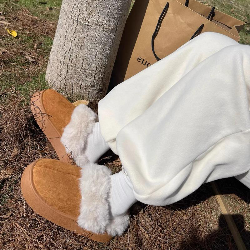 Mode 2025 Winter Plüsch Warme Baumwollschuhe Neue Mode Flauschige Plateau-Hausschuhe für Damen Frau Komfort Rutschfest Unisex Heim-Hausschuhe