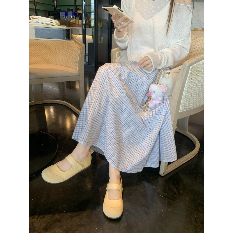 ~ Soft Cute Round Head Versatile Lazy Velcro Word with Mary Jane Shoes Women's Spring and Summer