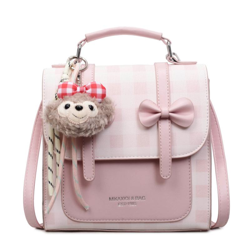 Schoolbag Korean Style Bow Backpack for Women, 1011 New Chic Preppy Style Girls' Backpack, Textured Crossbody Single Shoulder Bag
