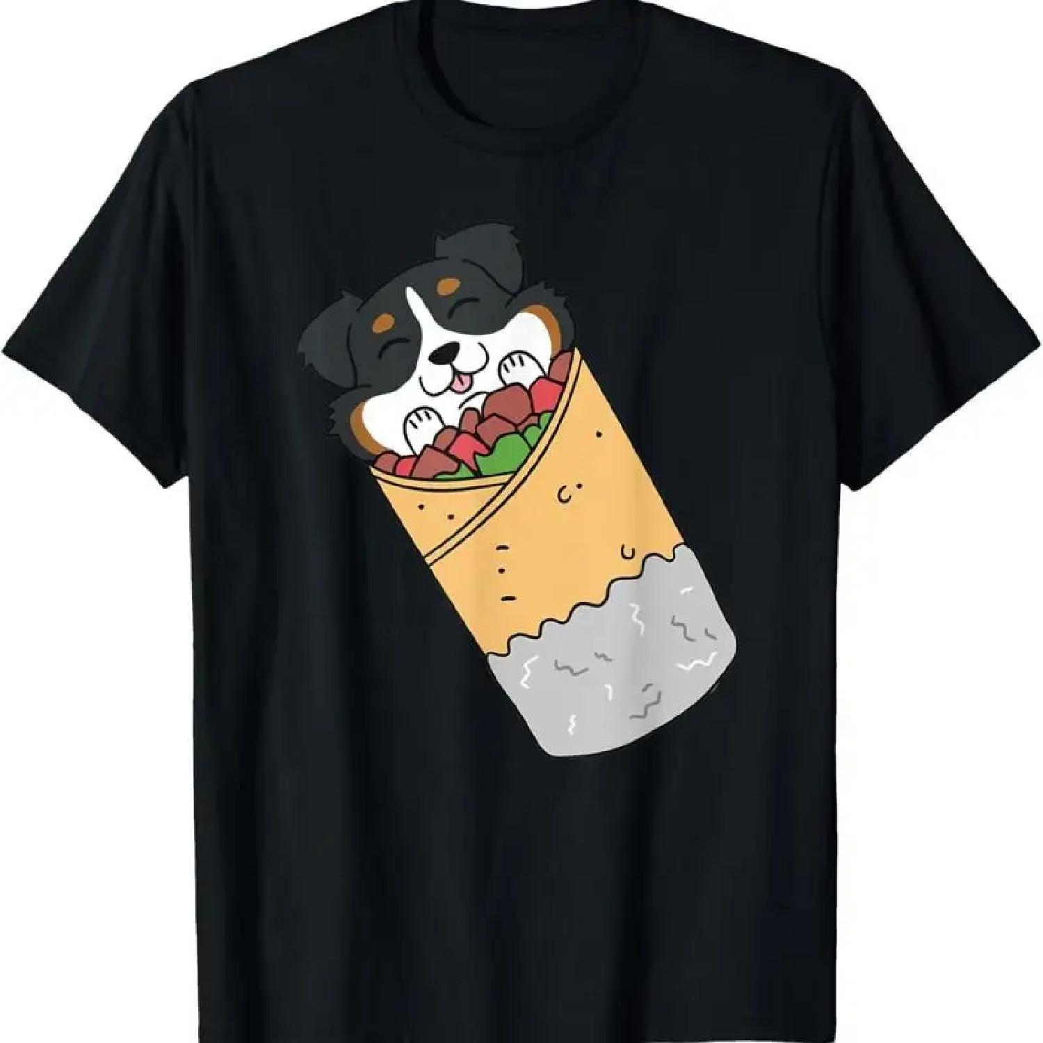 Bernese Mountain Dog Mexican Burrito Funny T Shirt S
