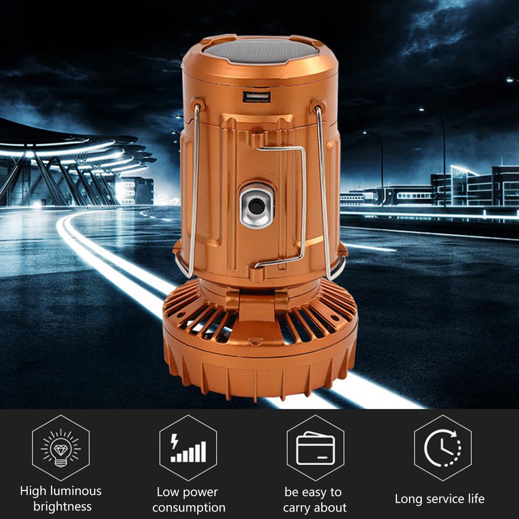 Foldable Camping Lantern Fan Solar/Rechargeable/Battery Powered 1500mAh LED Lantern Handheld Fan Waterproof Power Bank with Hook
